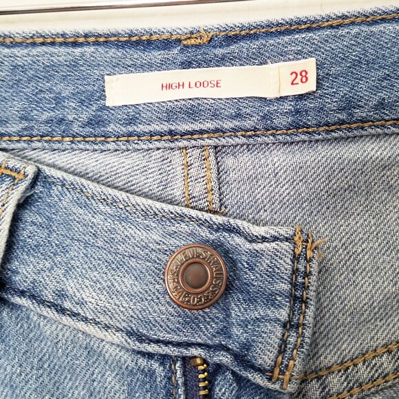 Levi’s Premium High Loose Wide Leg Denim Jeans 28 Let’s Stay In Hemp Blend $108 - Picture 12 of 16
